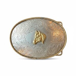 Montana Silversmiths Horse Head Belt Buckle German Silver